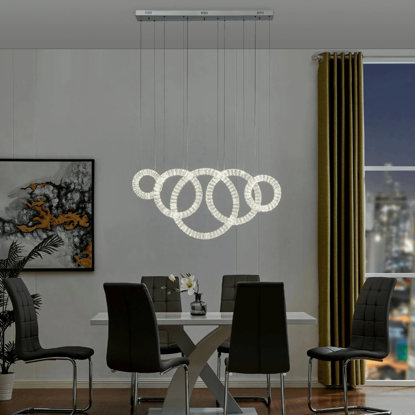5 Hoop Crystal Progression Chandelier Chrome - Orvon Lighting