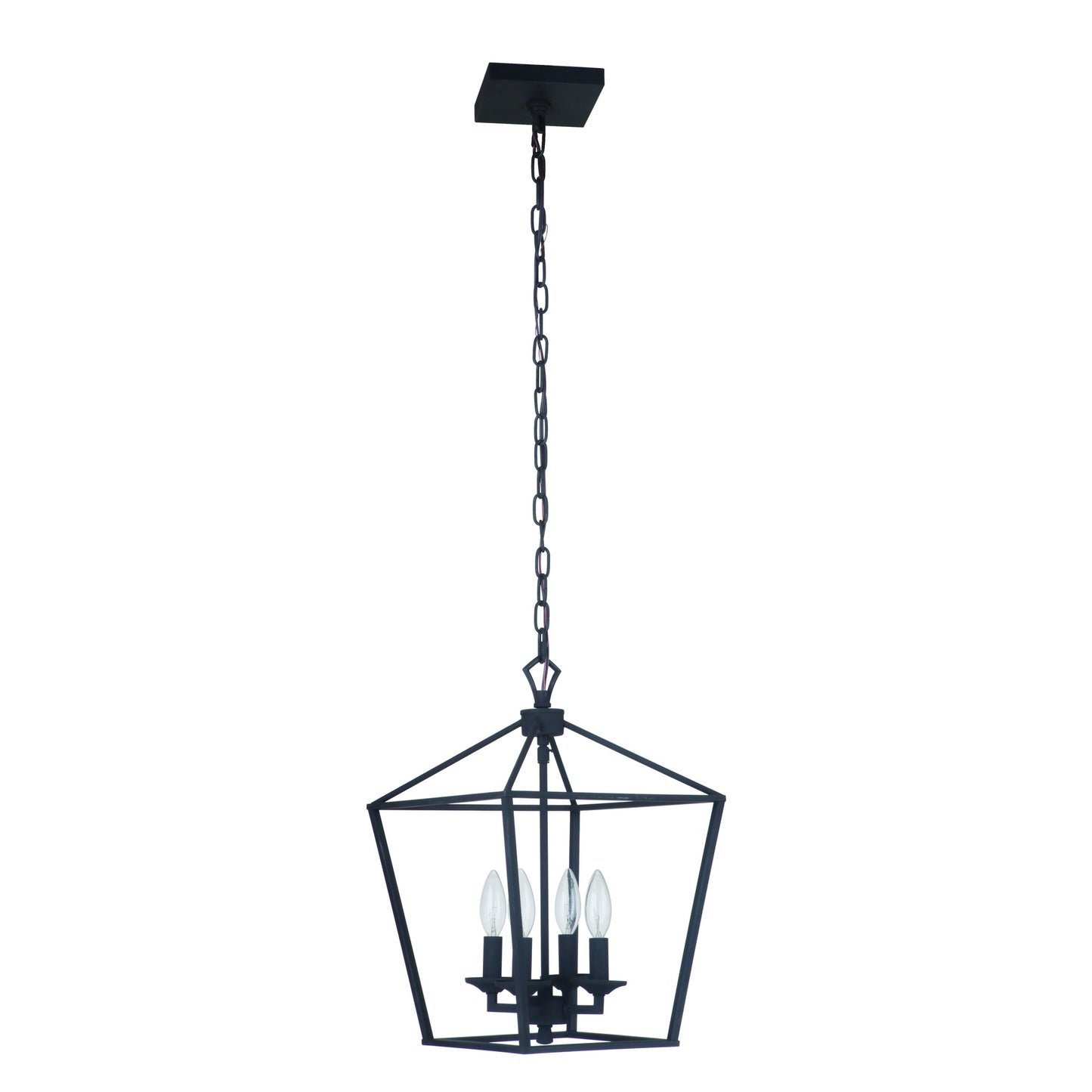 Flynt Four-Light Geometric Entry Pendant with Industrial Open Design