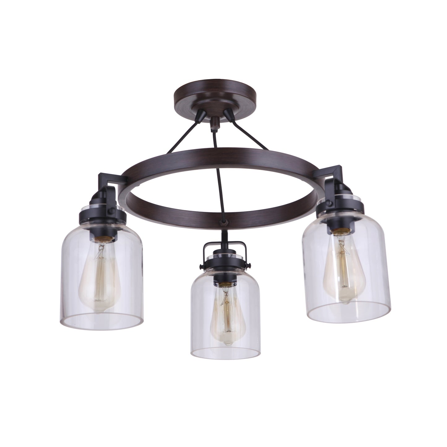 Foxwood 3-Light Convertible Semi-Flush Mount with Clear Glass Shades