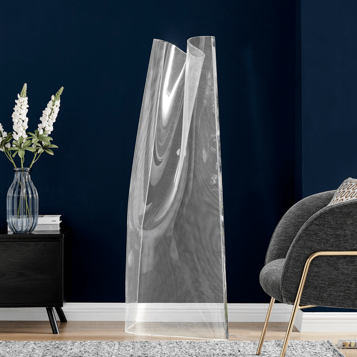 Acrylic Lace Floor Lamp Chrome - Orvon Lighting