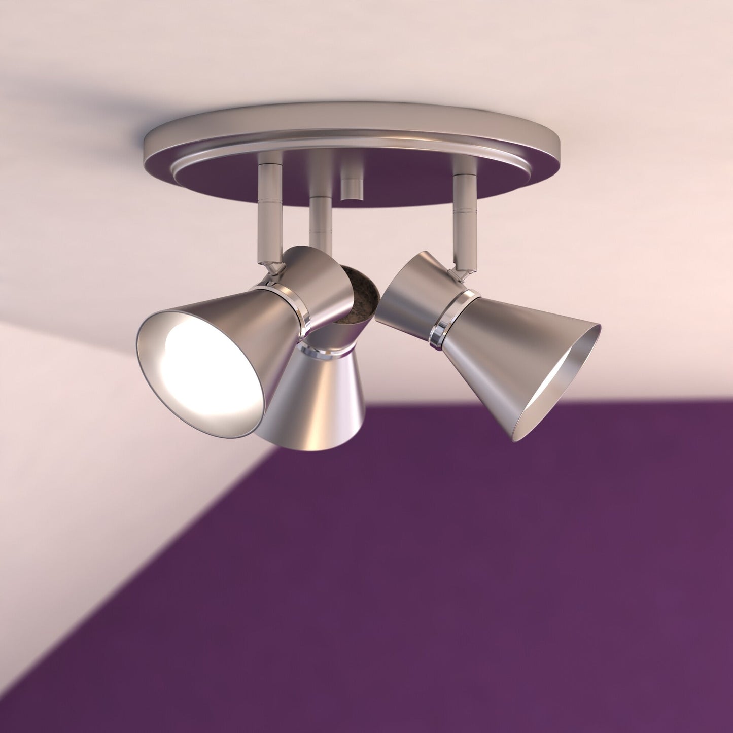 Alto 3L LED Directional Ceiling Light Brushed Nickel and Chrome - Orvon Lighting