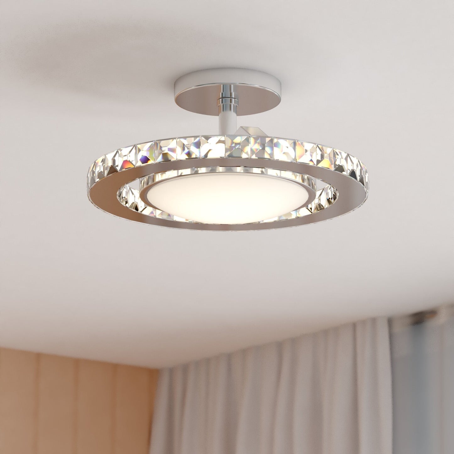 Clara 12.25 - in. Semi - Flush Mount Brushed Nickel - Orvon Lighting