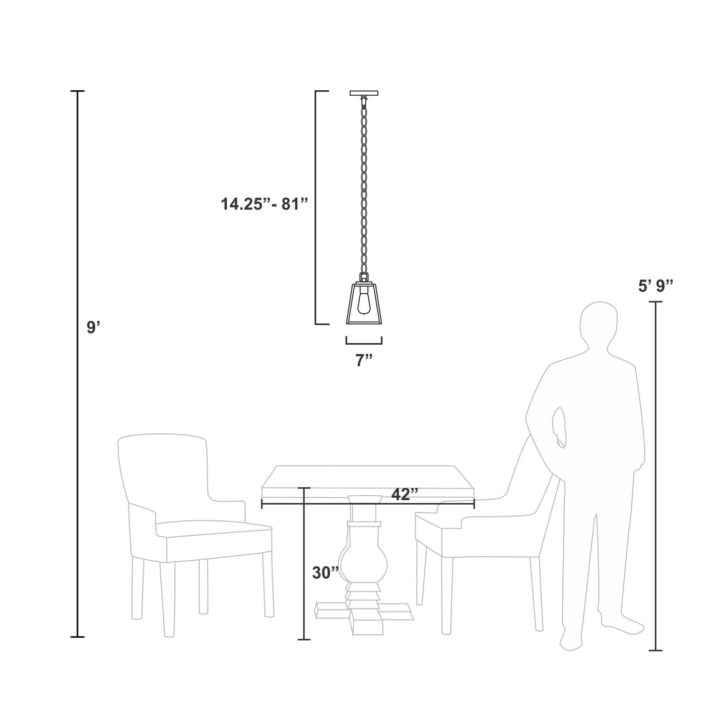 Grant 7 - in Mini Pendant Burnished Bronze - Orvon Lighting