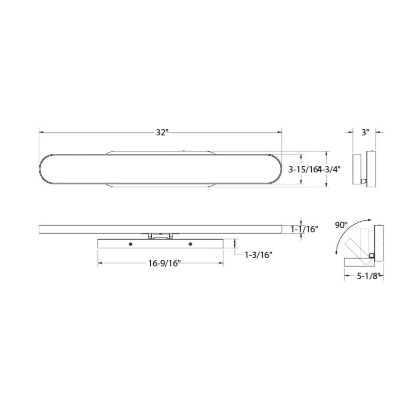 Vanity Oblong Adjustable on Octo Jbox - Orvon Lighting