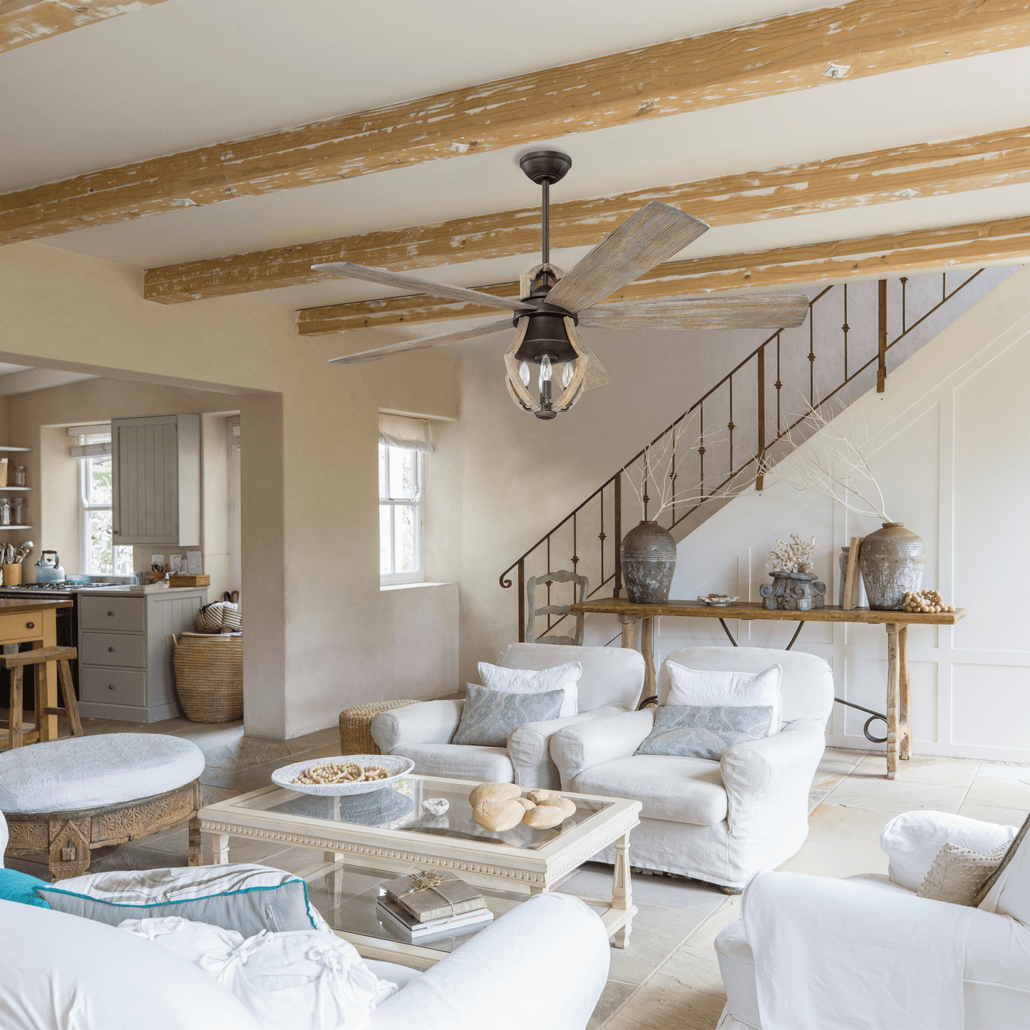 Winton 56 inch Aged Bronze Brushed with Weathered Pine Blades Ceiling Fan - Orvon Lighting