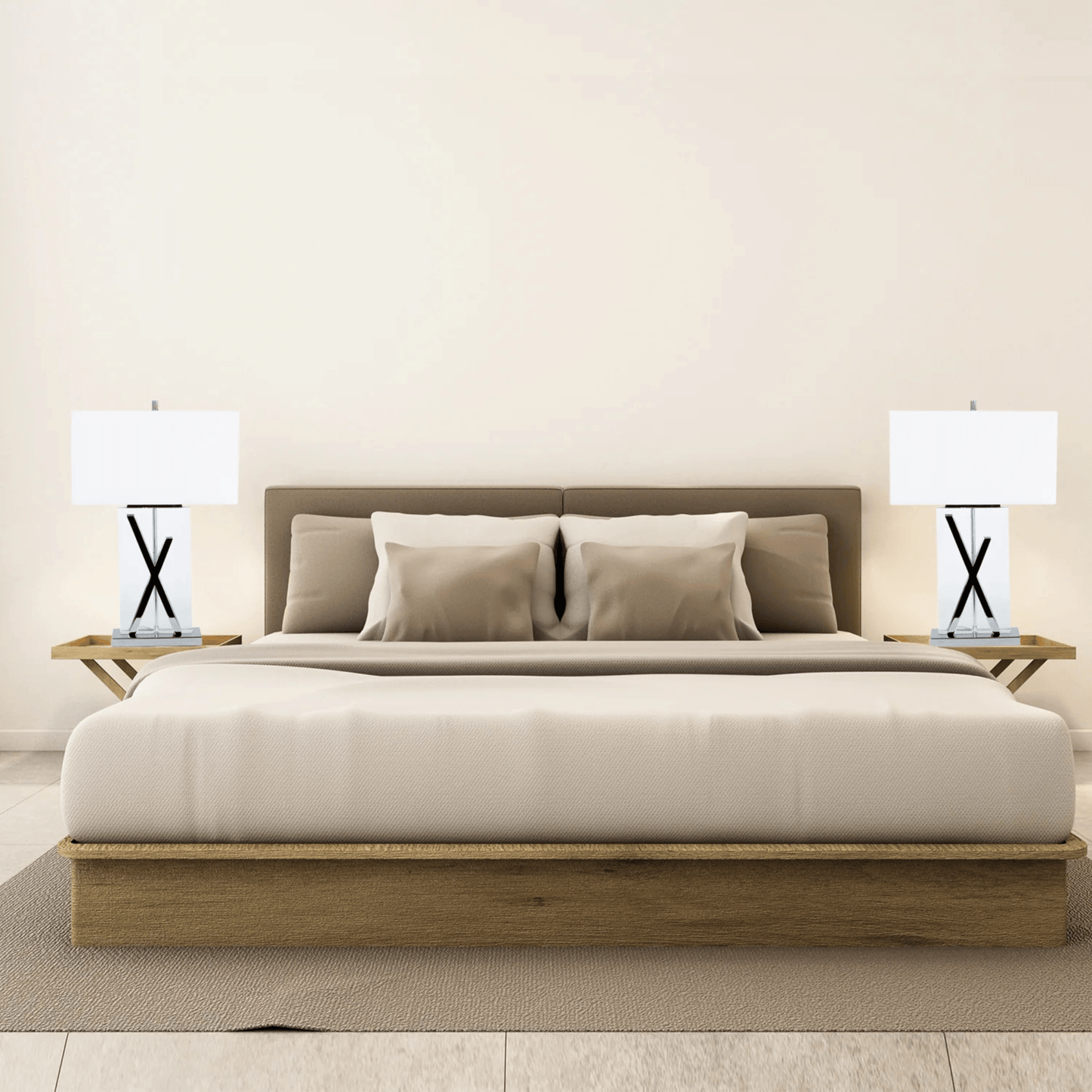 1 Light with USB Charger X Table Lamp Chrome and Crystal - Orvon Lighting