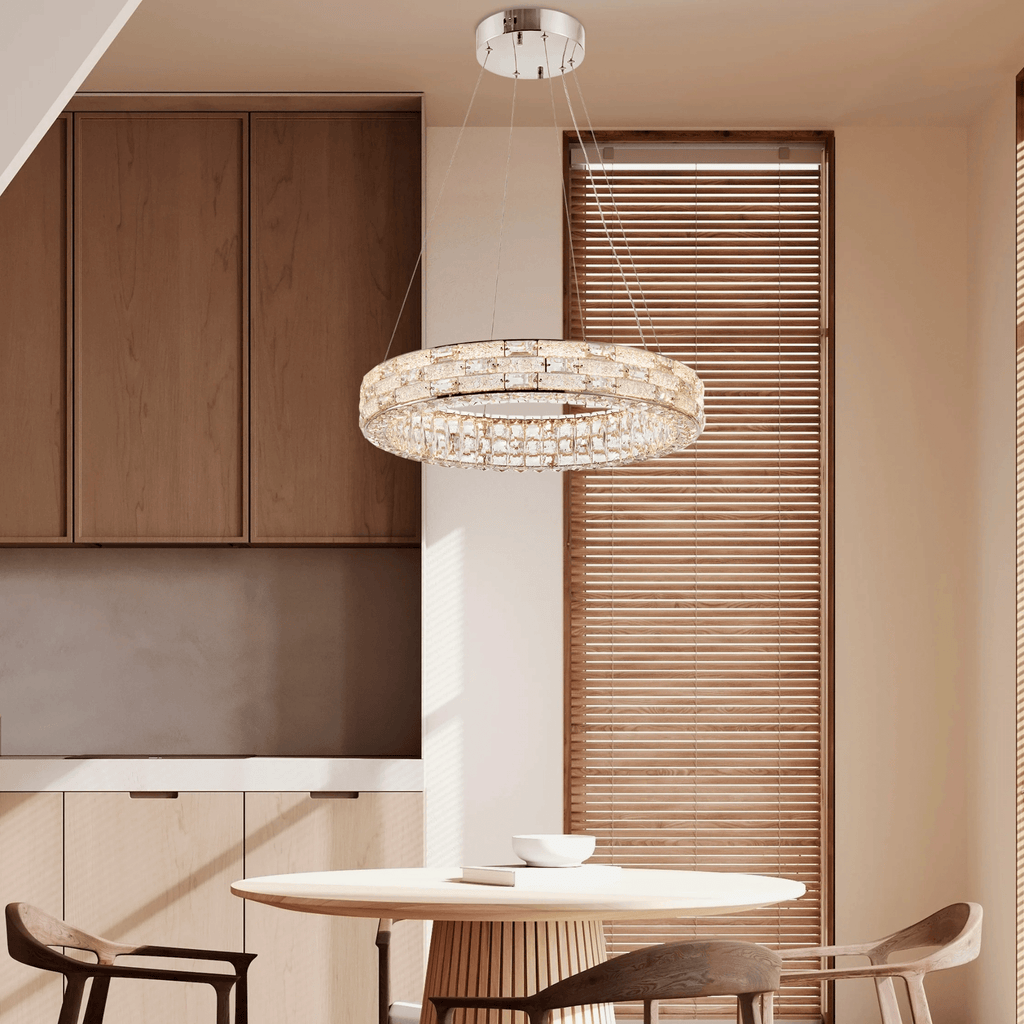 1 Ring Modern LED Crystal Chandelier in Chrome - Orvon Lighting