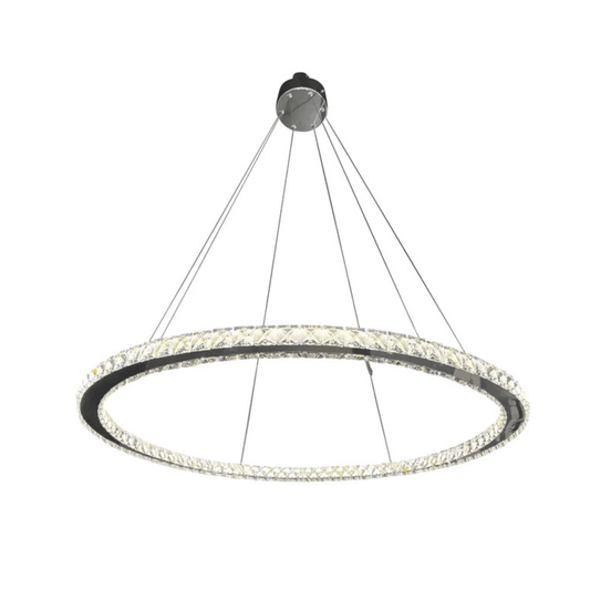 1 Thin Ring Crystal Chandelier Chrome - Orvon Lighting