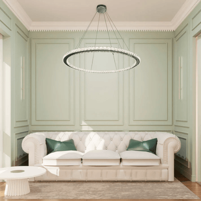 1 Thin Ring Crystal Chandelier Chrome - Orvon Lighting