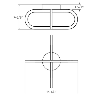 16 Inch Flush mount Double Vertical Ring - Orvon Lighting