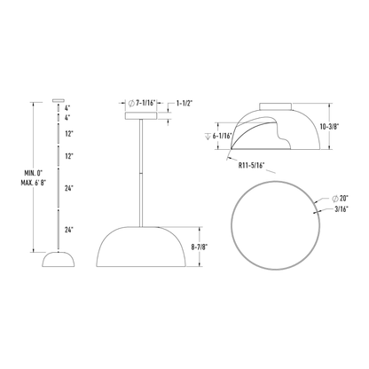 20″ 2 - in - 1 Flush Mount And Pendant - Orvon Lighting