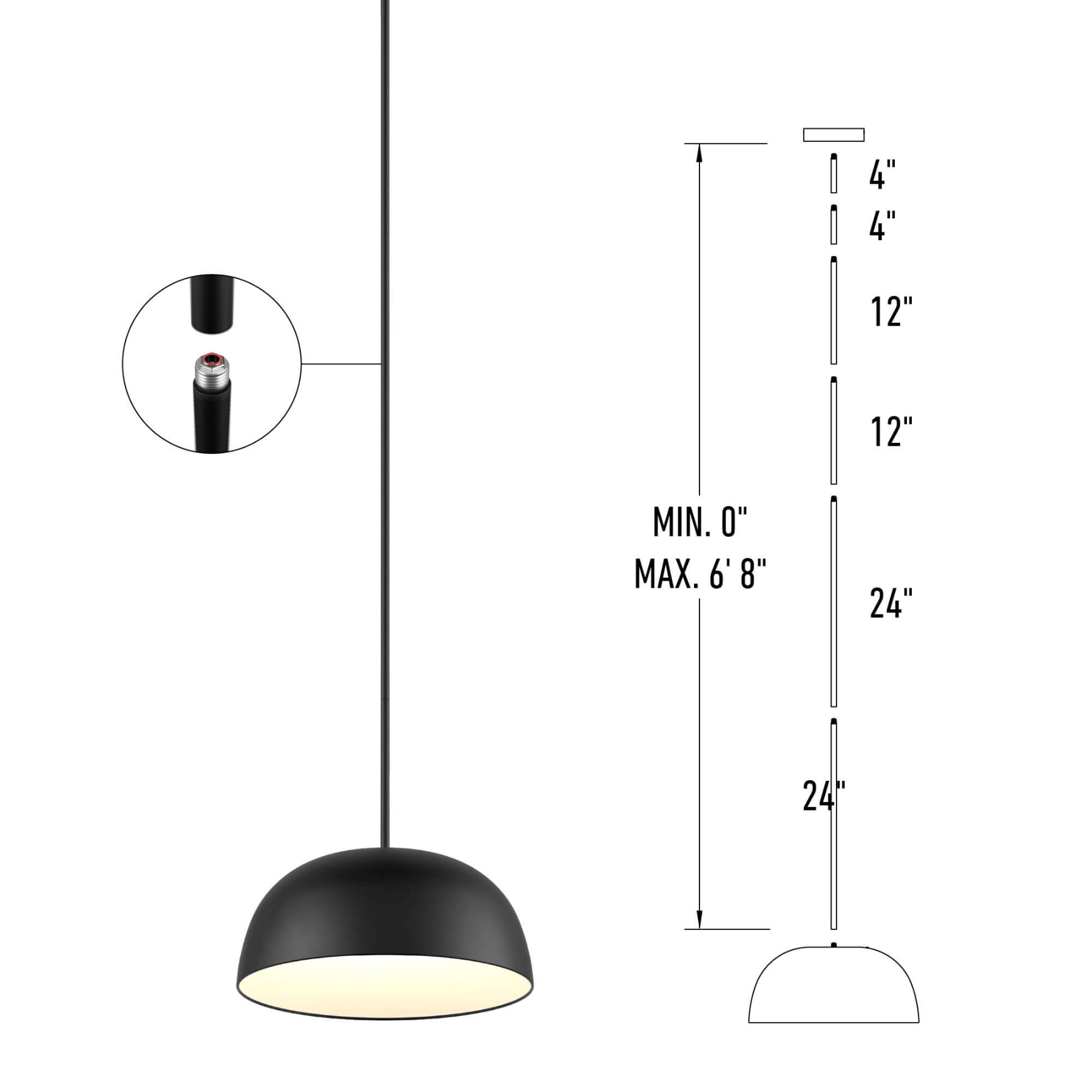 20″ 2 - in - 1 Flush Mount And Pendant - Orvon Lighting