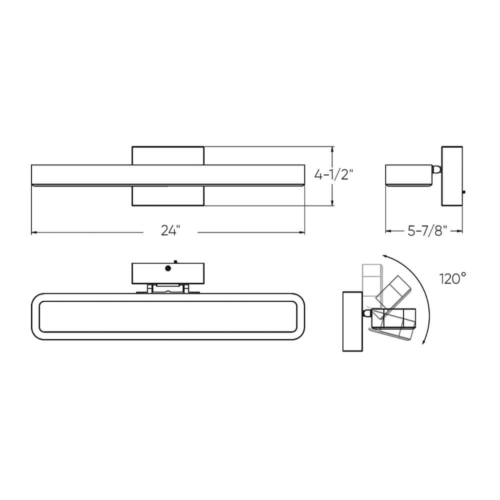24'' Rectangular Swivel Vanity Wall Sconce - Orvon Lighting