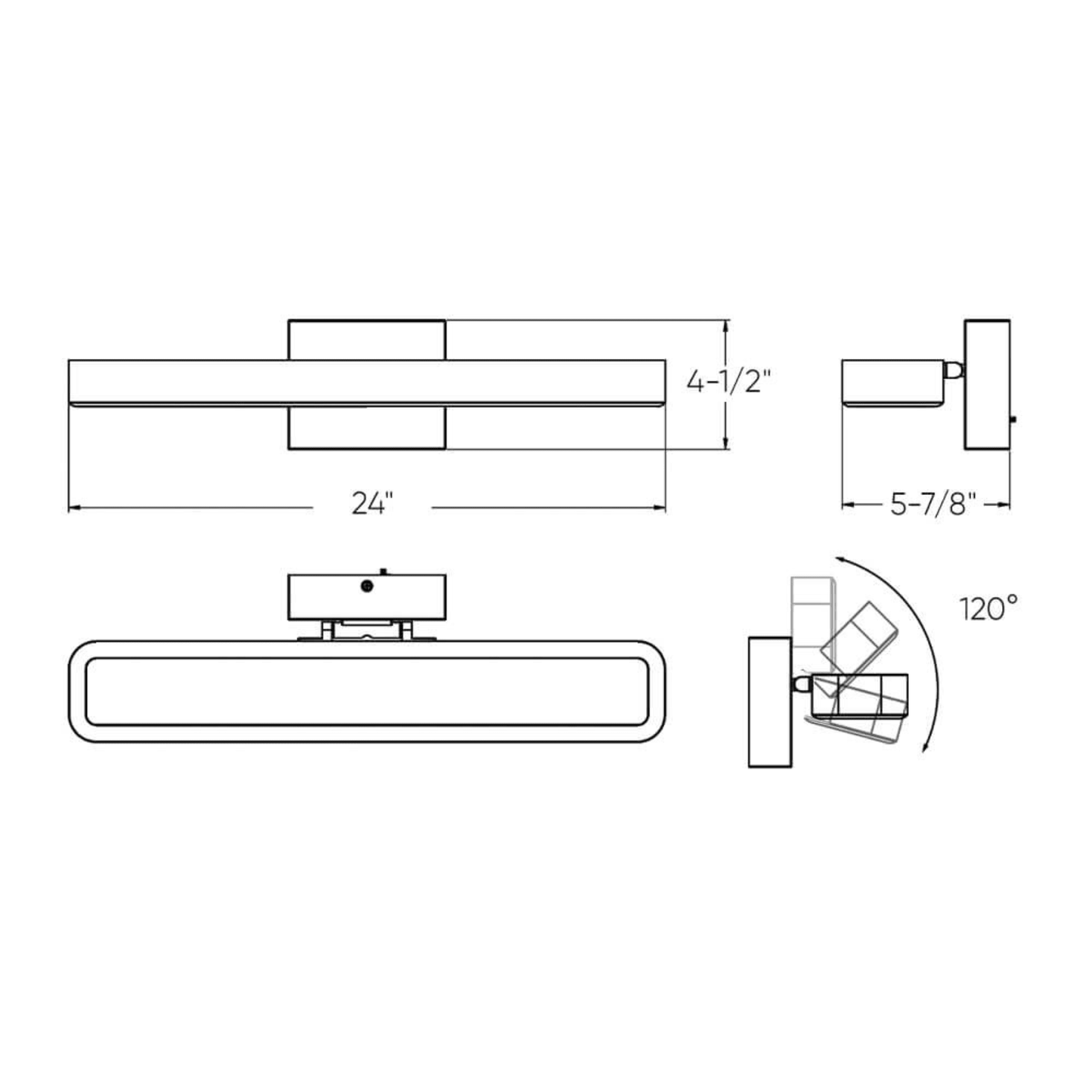 24'' Rectangular Swivel Vanity Wall Sconce - Orvon Lighting