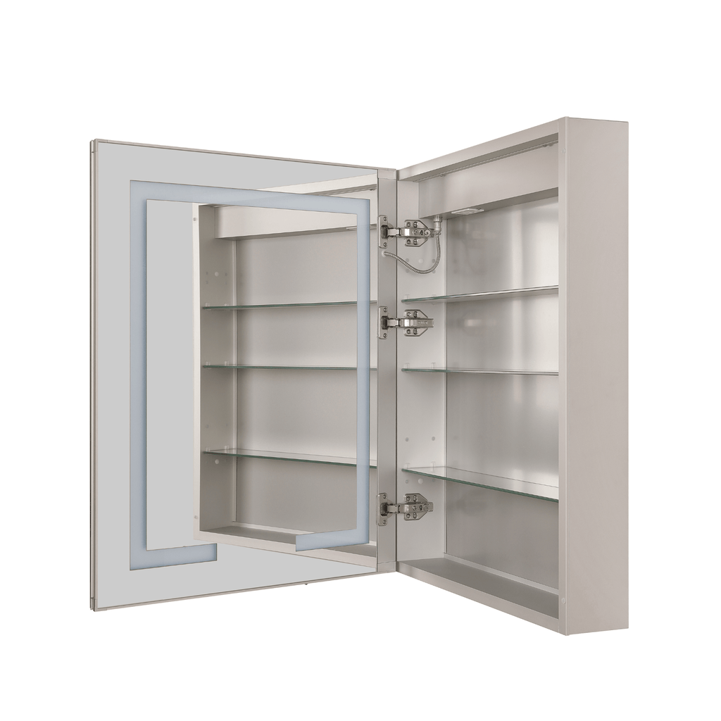 24" x 30" Front/Inside Lit LED Mirror Medicine Cabinet in White - Orvon Lighting