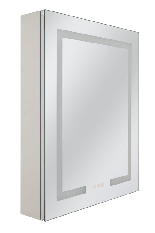 24" x 30" Front/Inside Lit LED Mirror Medicine Cabinet in White - Orvon Lighting