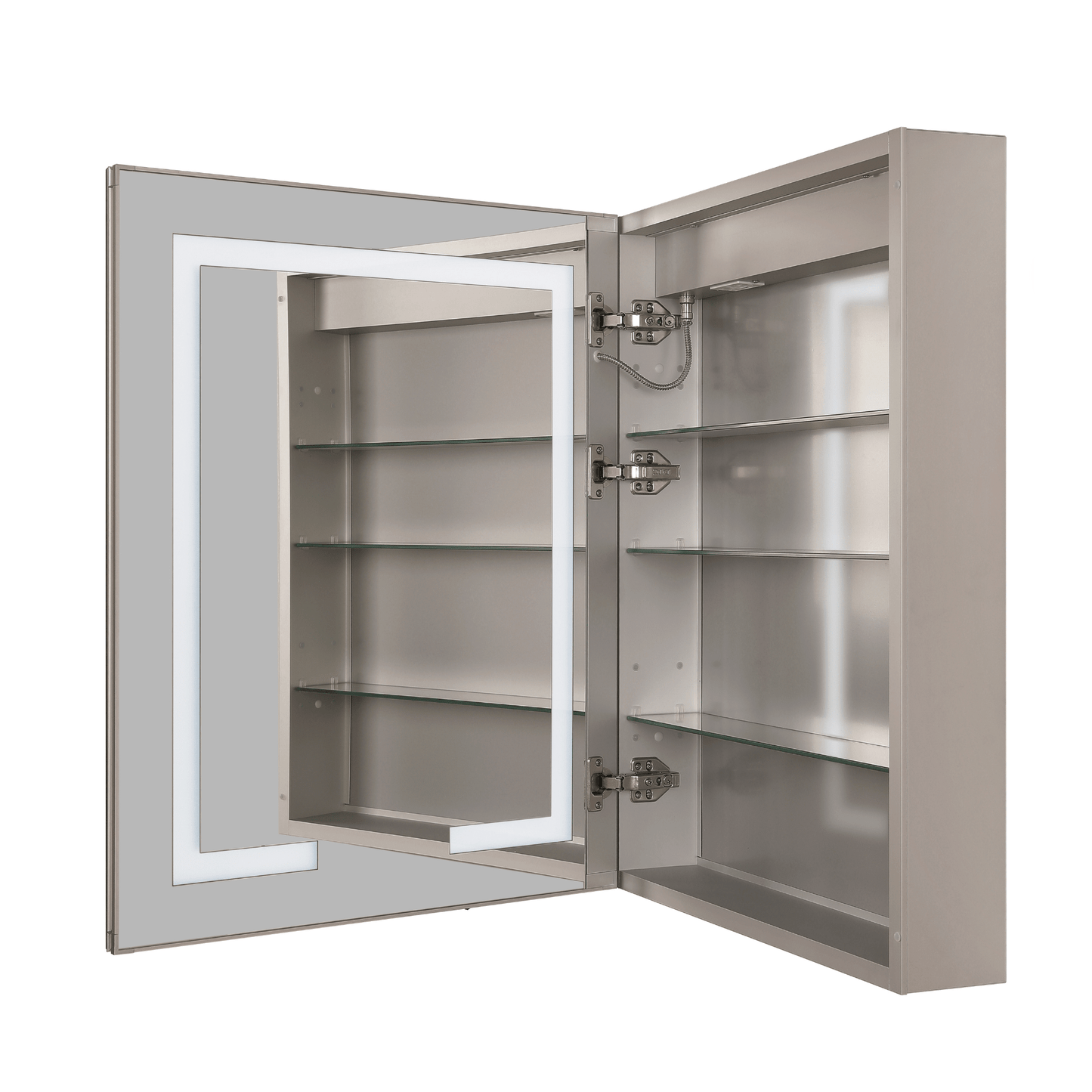 24" x 30" Front/Inside Lit LED Mirror Medicine Cabinet in White - Orvon Lighting