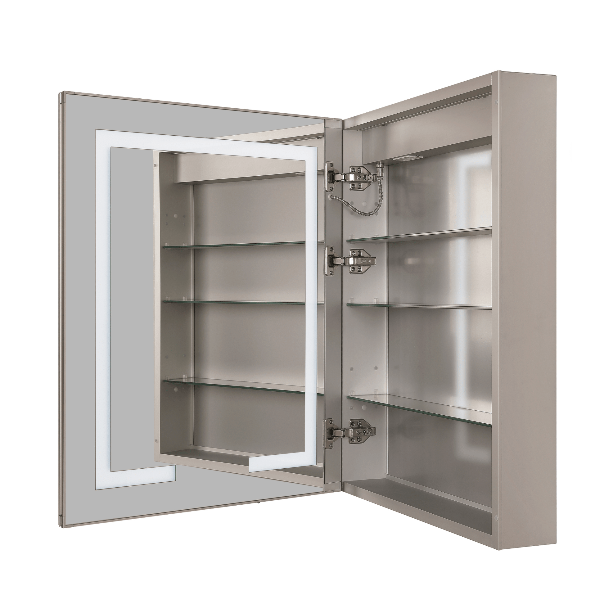 24" x 30" Front/Inside Lit LED Mirror Medicine Cabinet in White - Orvon Lighting