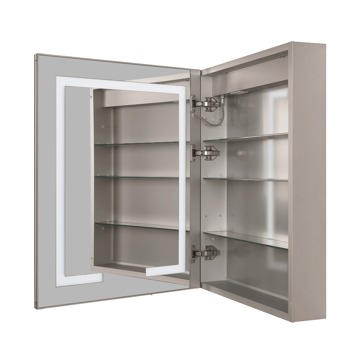 24" x 30" Front/Inside Lit LED Mirror Medicine Cabinet in White - Orvon Lighting