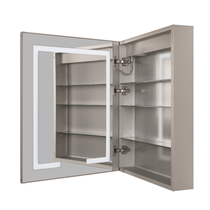 24" x 30" Front/Inside Lit LED Mirror Medicine Cabinet in White - Orvon Lighting