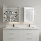 24" x 30" Front/Inside Lit LED Mirror Medicine Cabinet in White - Orvon Lighting