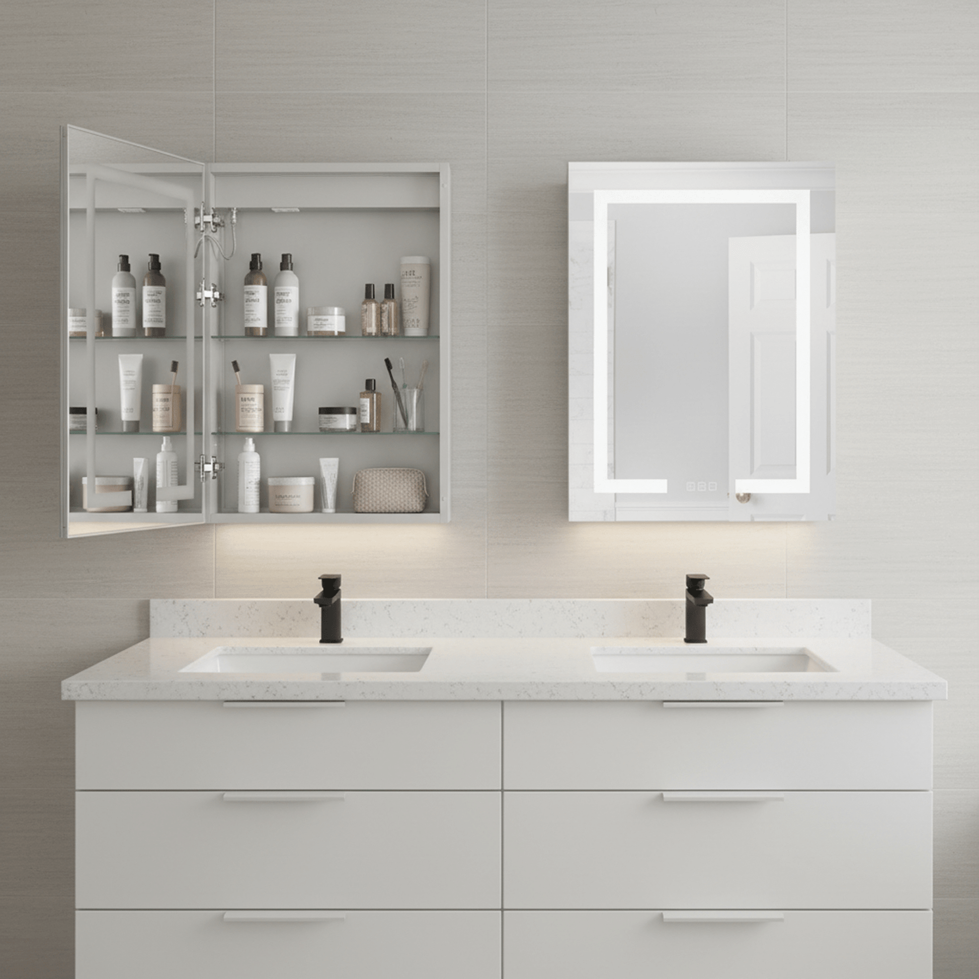 24" x 30" Front/Inside Lit LED Mirror Medicine Cabinet in White - Orvon Lighting