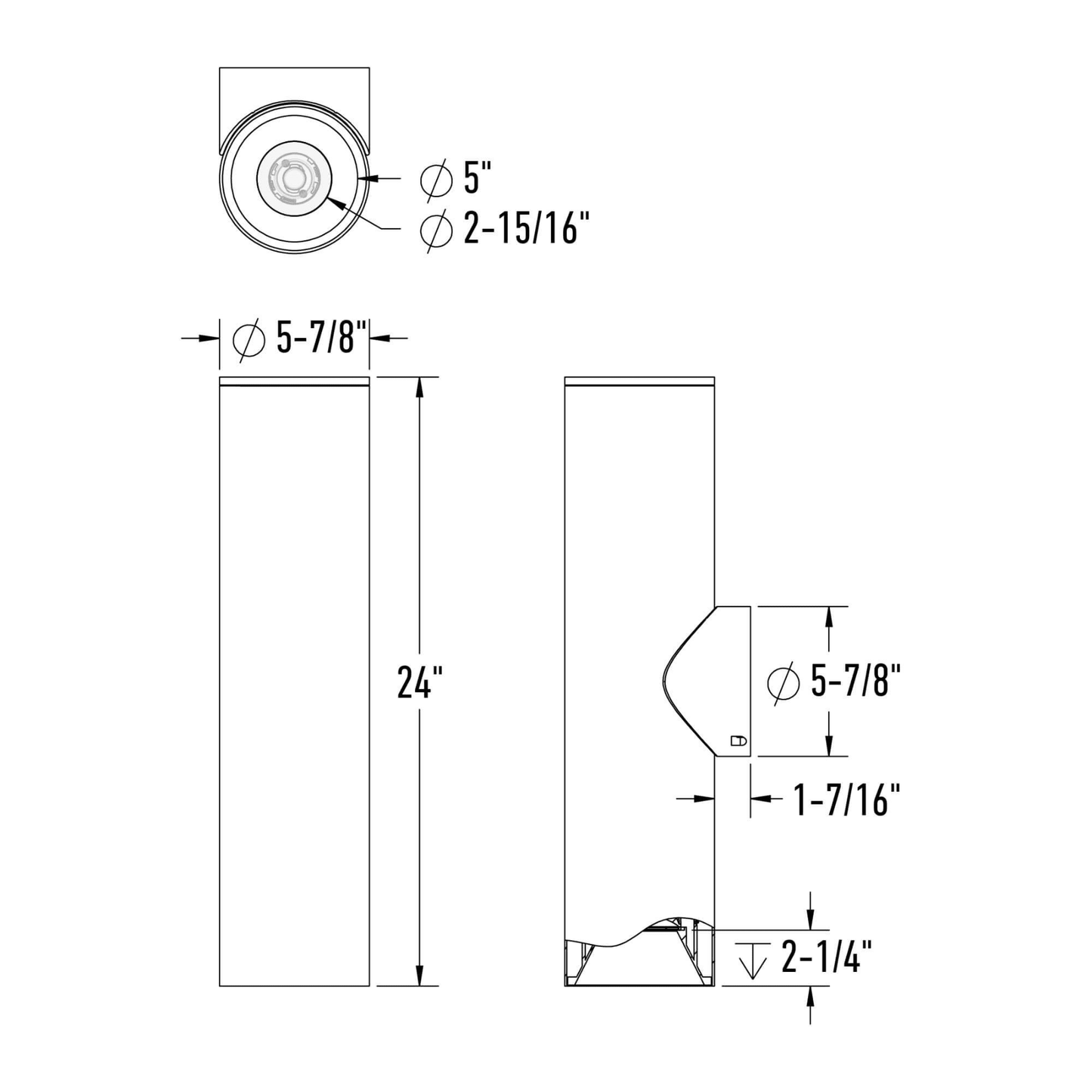 24in Round Wall Sconce Universal Driver, 5cct, 3 - position Switch - Orvon Lighting