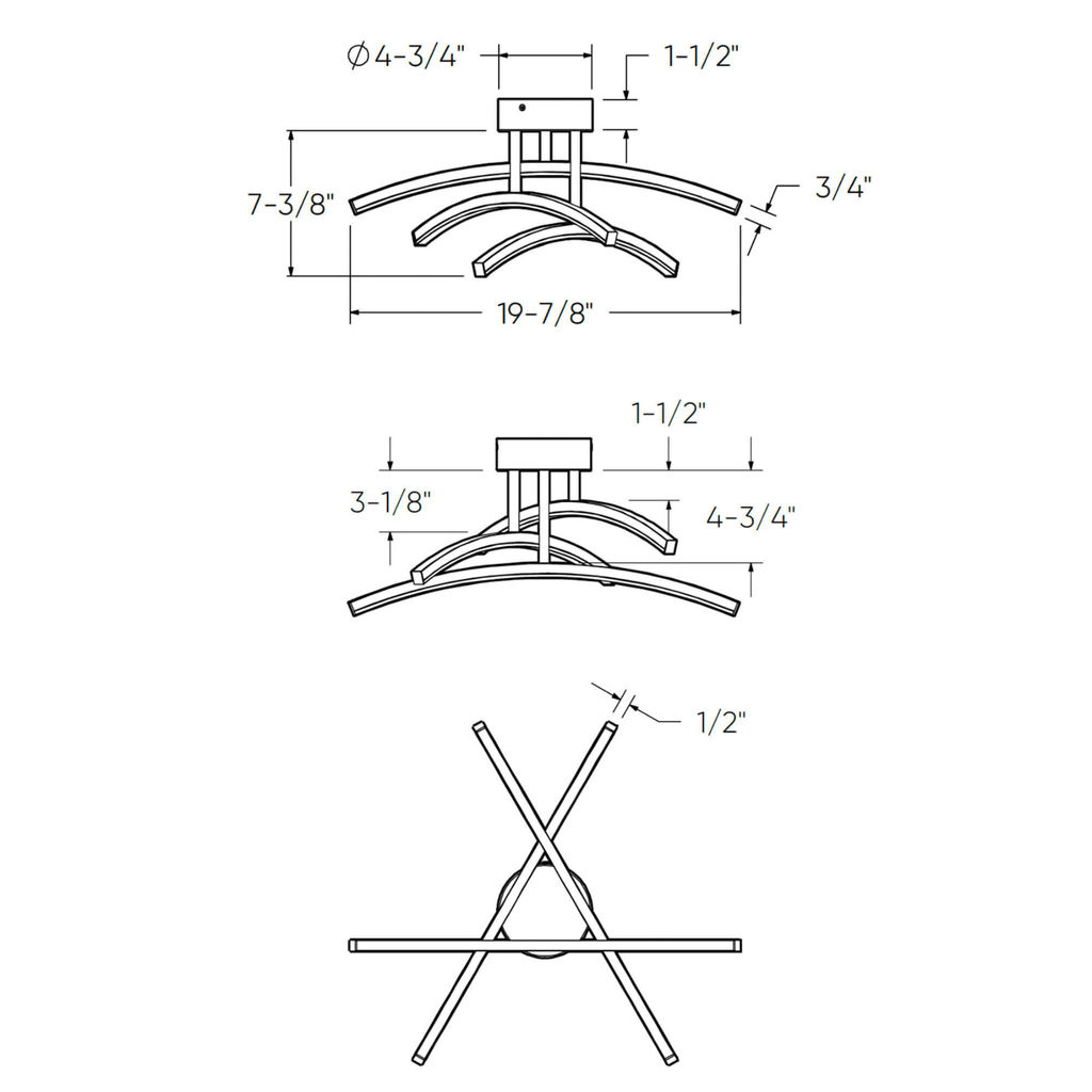 3 Curved Branch 20″ Flush Mount - Orvon Lighting