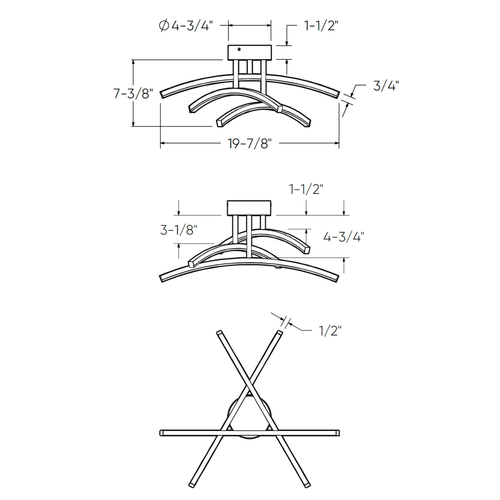 3 Curved Branch 20″ Flush Mount - Orvon Lighting