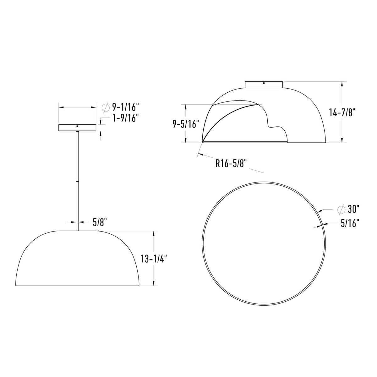 30″ 2 - in - 1 Flush Mount And Pendant - Orvon Lighting