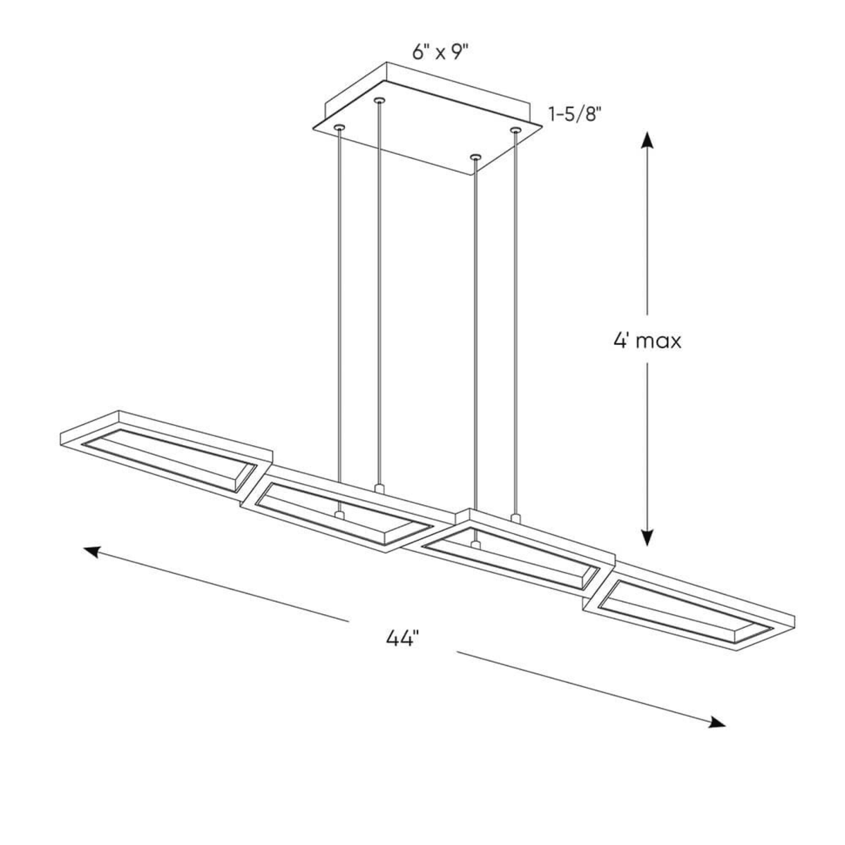 44″ Linear LED Pendant Light - Orvon Lighting