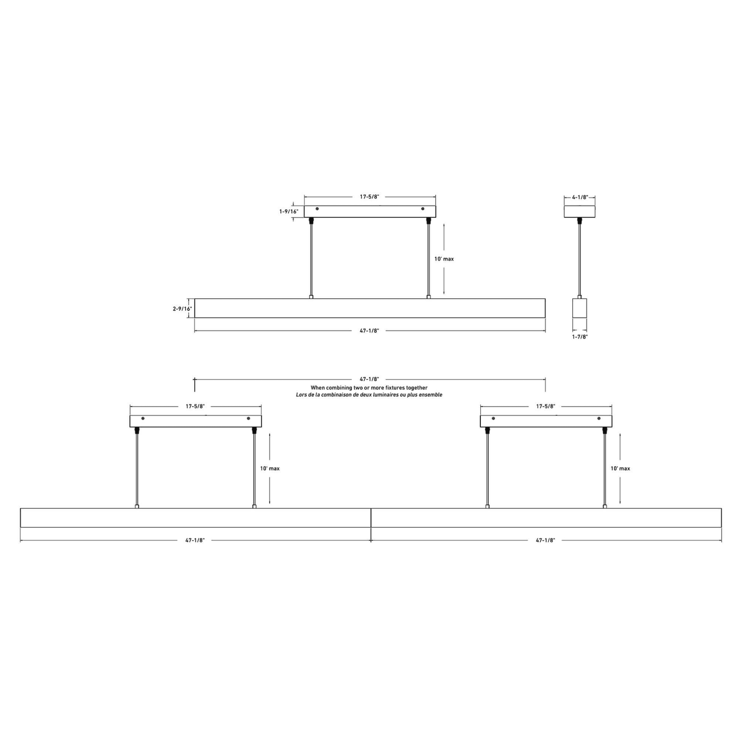 48″ Linear LED Pendant Light - Orvon Lighting