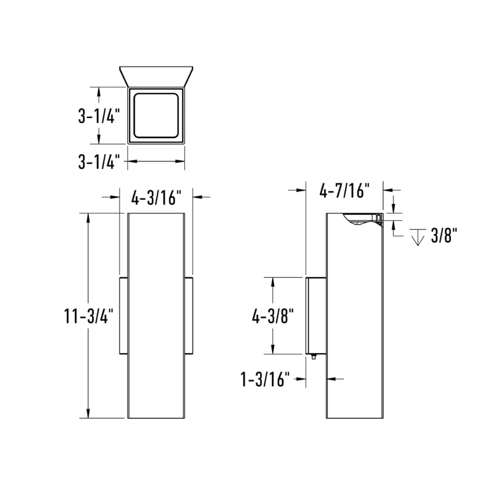 4in Square Wall Sconce, 120v, Triac - Black - Orvon Lighting