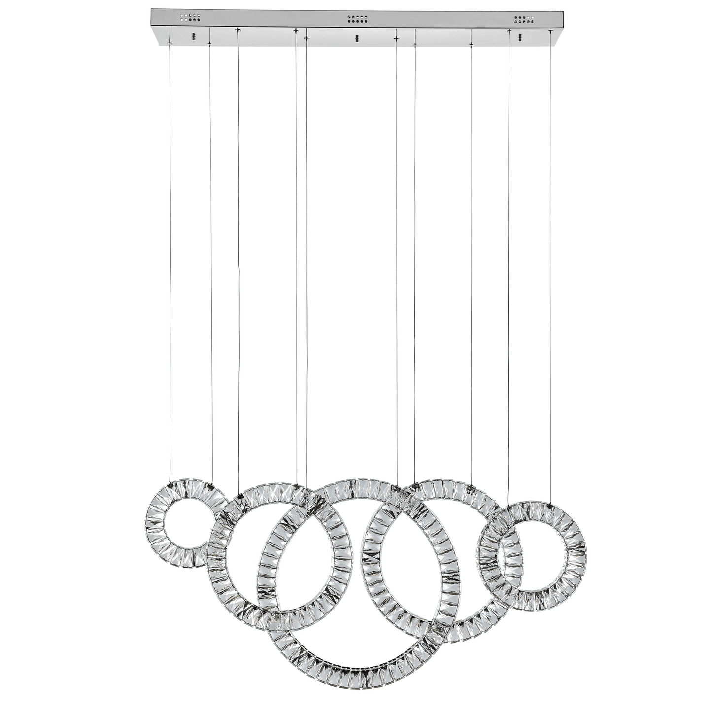 5 Hoop Crystal Progression Chandelier Chrome - Orvon Lighting