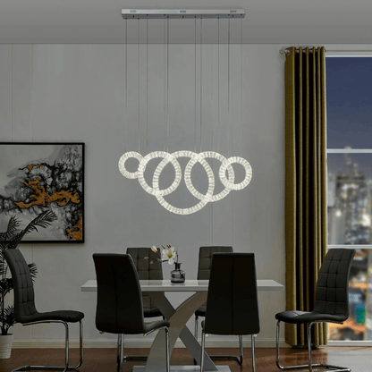5 Hoop Crystal Progression Chandelier Chrome - Orvon Lighting