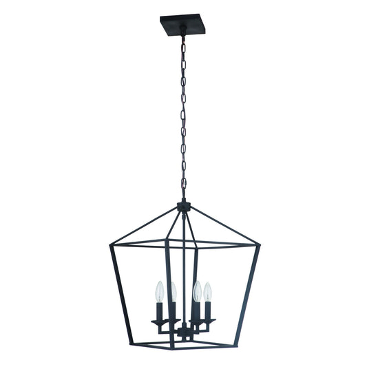 Flynt 4-Light Medium Foyer Pendant with Open Cage Frame