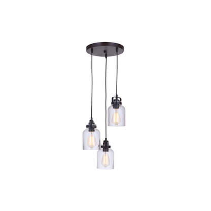 Craftmade 3-Light Pendant Flat Black/Dark Teak