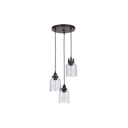 Craftmade 3-Light Pendant Flat Black/Dark Teak
