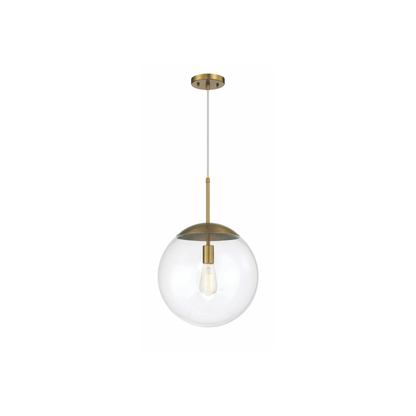 Gaze 1 Light 14 inch Satin Brass Pendant Ceiling Light in Clear Glass