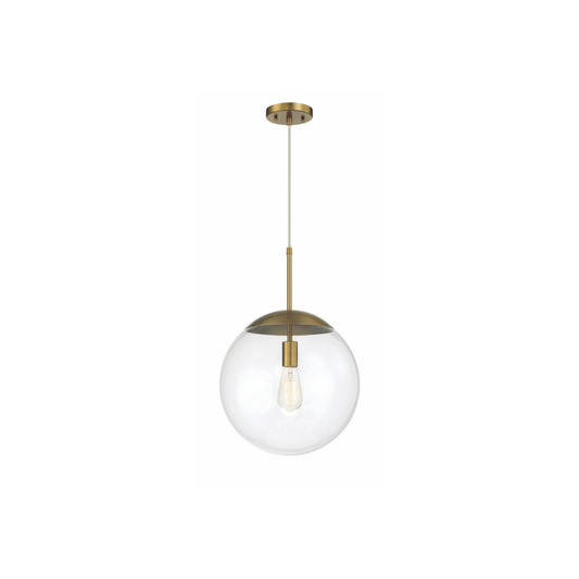 Gaze 1 Light 14 inch Satin Brass Pendant Ceiling Light in Clear Glass