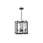 Avante Grand 4 Light 13.98 inch Flat Black and Satin Brass Cage Foyer Light Ceiling Light
