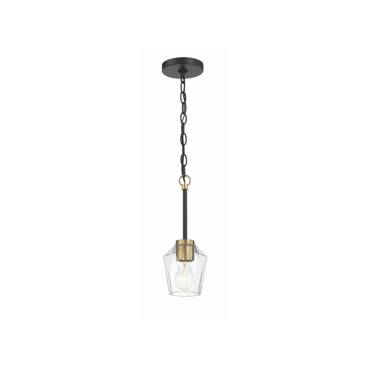 Avante Grand 1 Light 5 inch Flat Black and Satin Brass Mini Pendant Ceiling Light