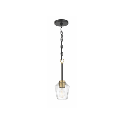 Avante Grand 1 Light 5 inch Flat Black and Satin Brass Mini Pendant Ceiling Light