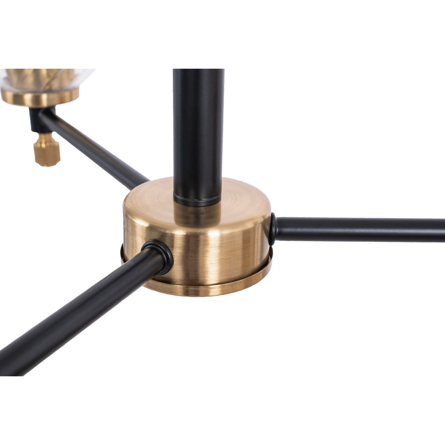 Council 3 Light Chandelier in Flat Black/Satin Brass (Clear Swirl Texture Glass)