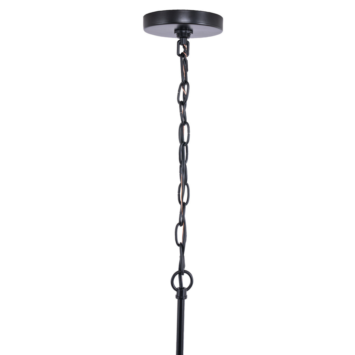 Council  Light Chandelier in Flat Black/Satin Brass (Clear Swirl Texture Glass)