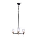 Council  Light Chandelier in Flat Black/Satin Brass (Clear Swirl Texture Glass)