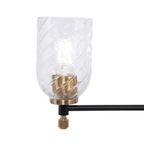 Council  Light Chandelier in Flat Black/Satin Brass (Clear Swirl Texture Glass)