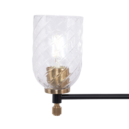 Council 5 Light Chandelier in Flat Black/Satin Brass (Clear Swirl Texture Glass)