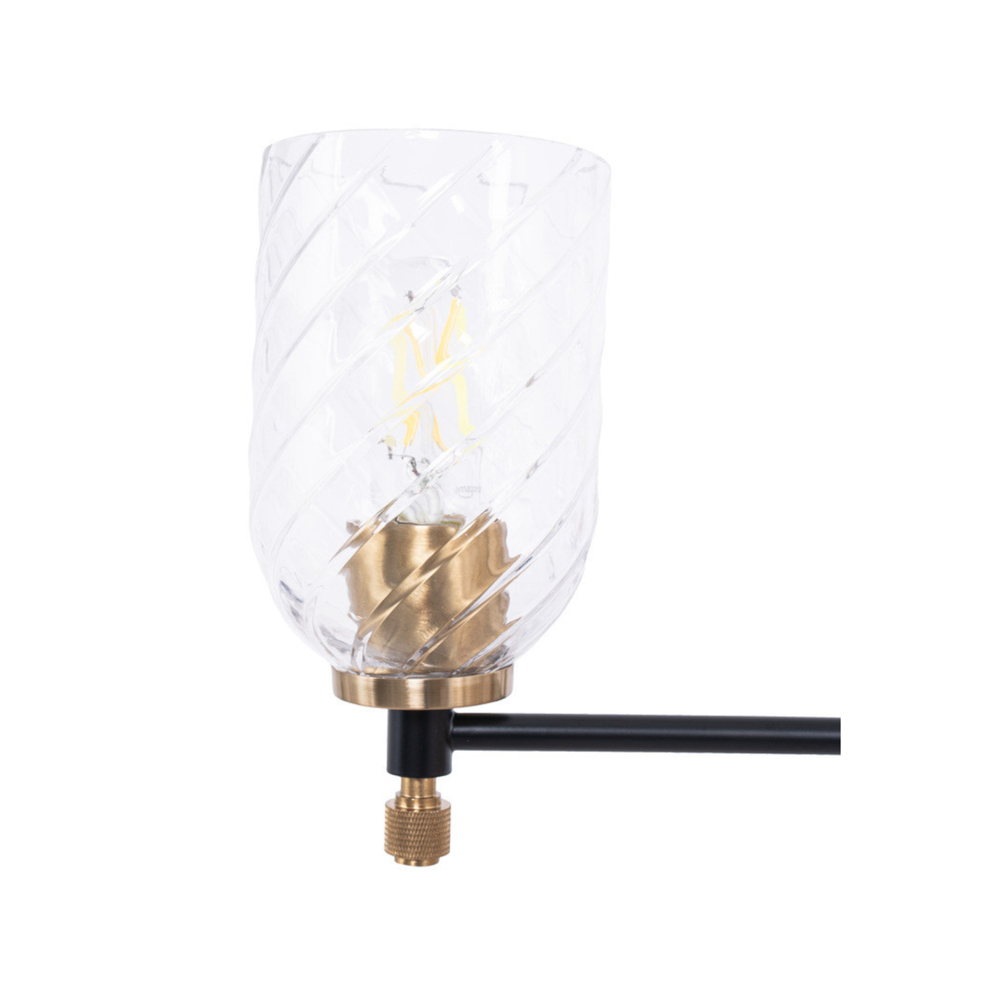 Council 5 Light Chandelier in Flat Black/Satin Brass (Clear Swirl Texture Glass)