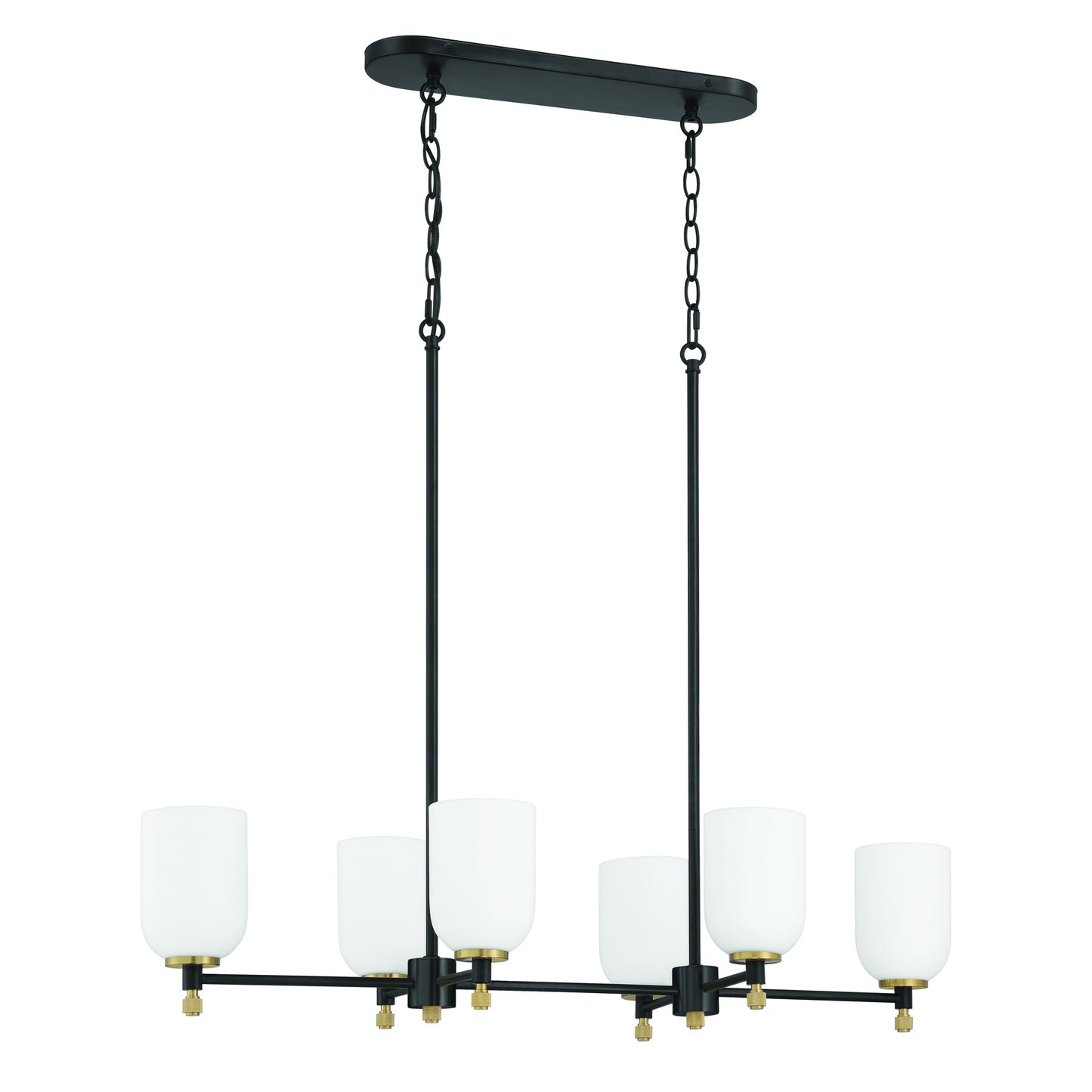 Council 6-Light Island Chandelier in Flat Black and Satin Brass